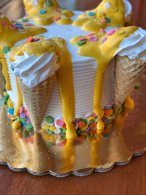 Mini Yellow Side Cone Drip Cake