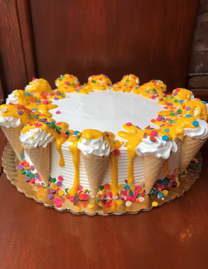 Large Yellow Side Cone Drip Cake